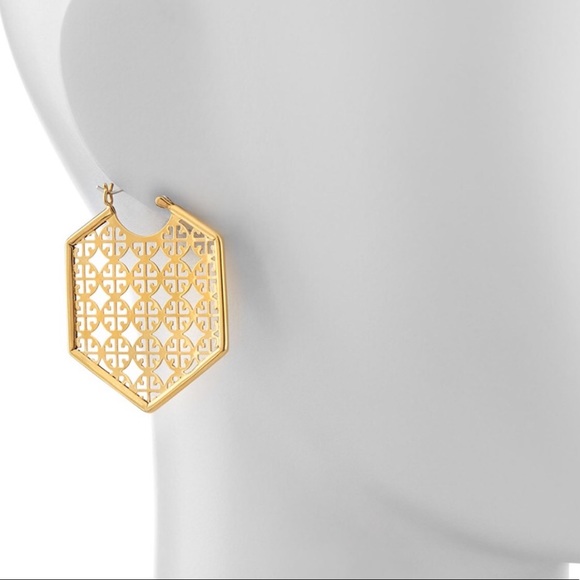 Tory Burch Jewelry - 🆕Tory Burch Gold Hexagon Logo Earrings